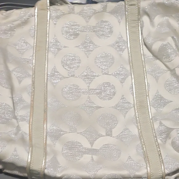 Coach Metallic Silver Tote Bag